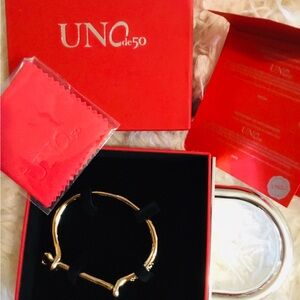 Bangle Bracelet with a shackle shaped clasp